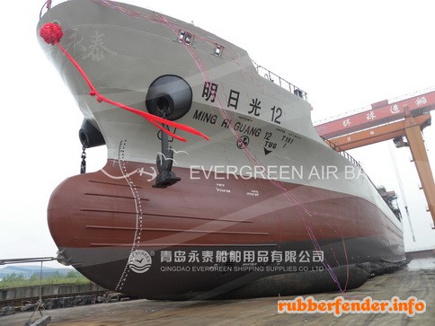 Oil Tanker launching by ship airbags